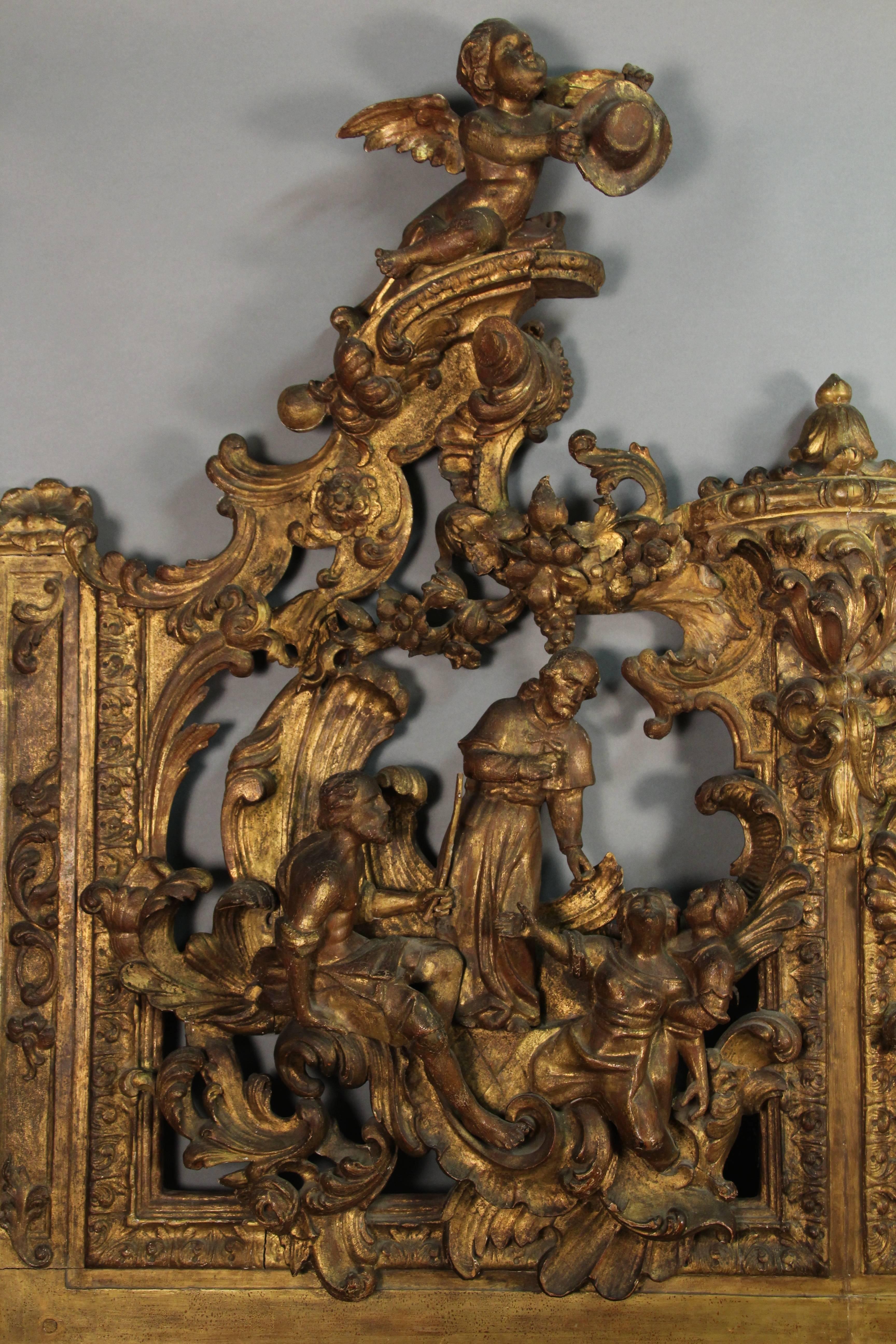 Mid-19th Century 19th Century Religious Carved European Panel Converted into Headboard