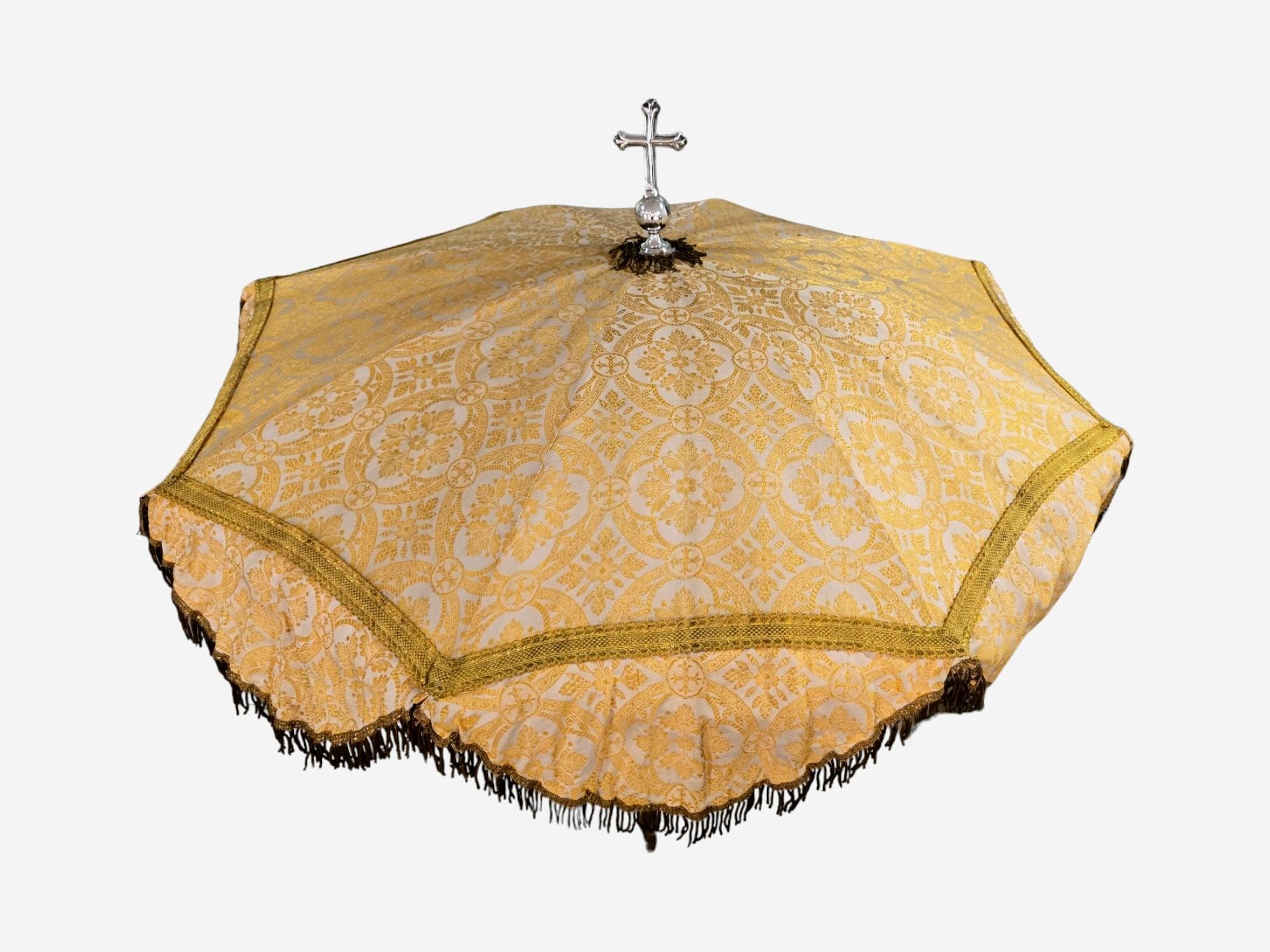 19th Century Religious Silver Parasol with Cross For Sale 7