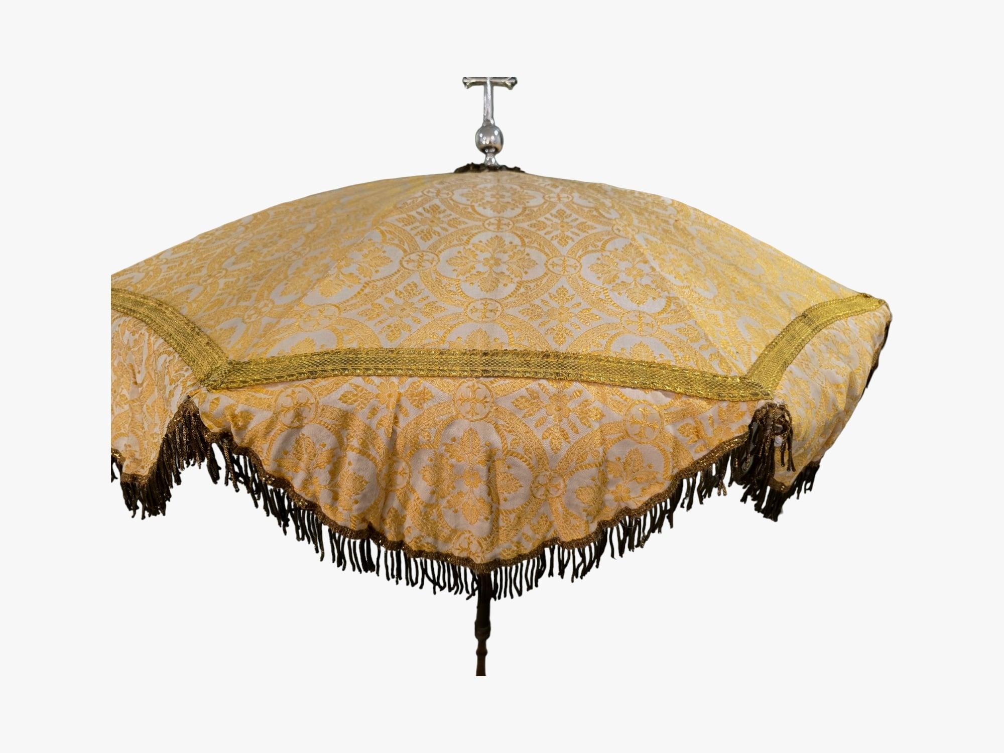 19th Century Religious Silver Parasol with Cross For Sale 9