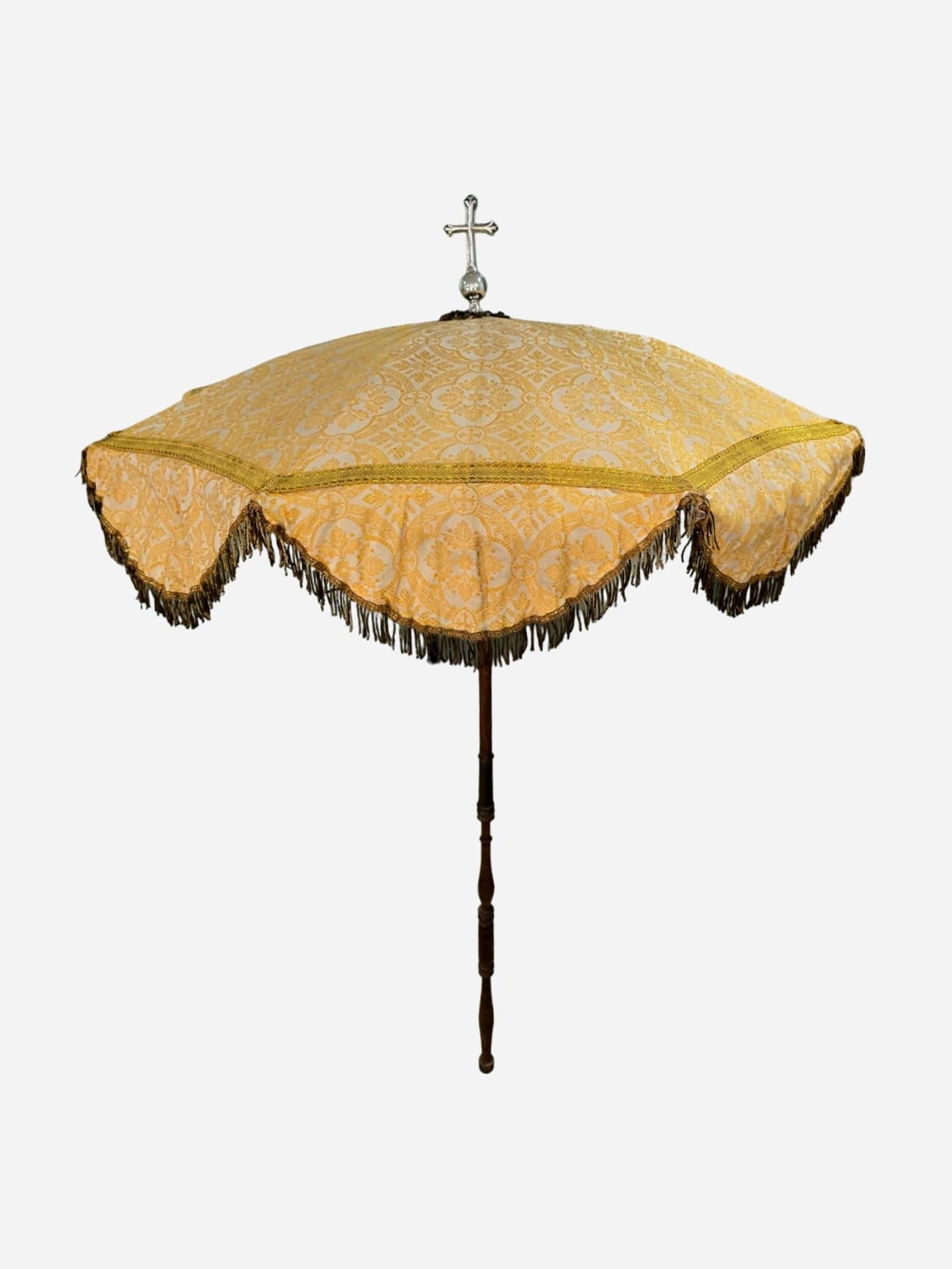 19th Century Religious Silver Parasol with Cross For Sale 11