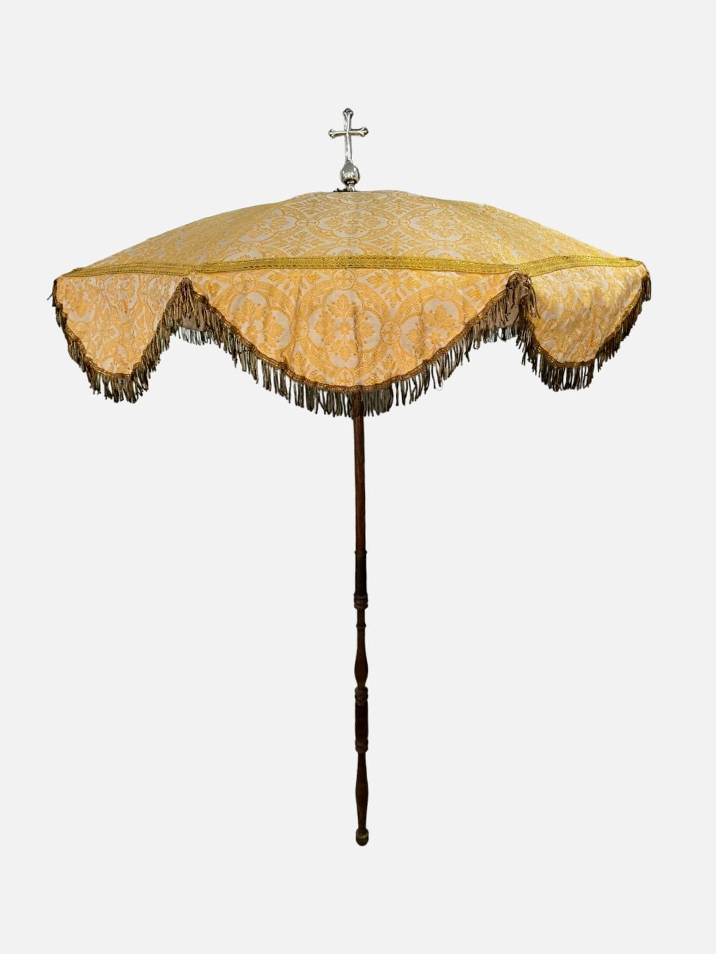 19th Century Religious Silver Parasol with Cross For Sale 12