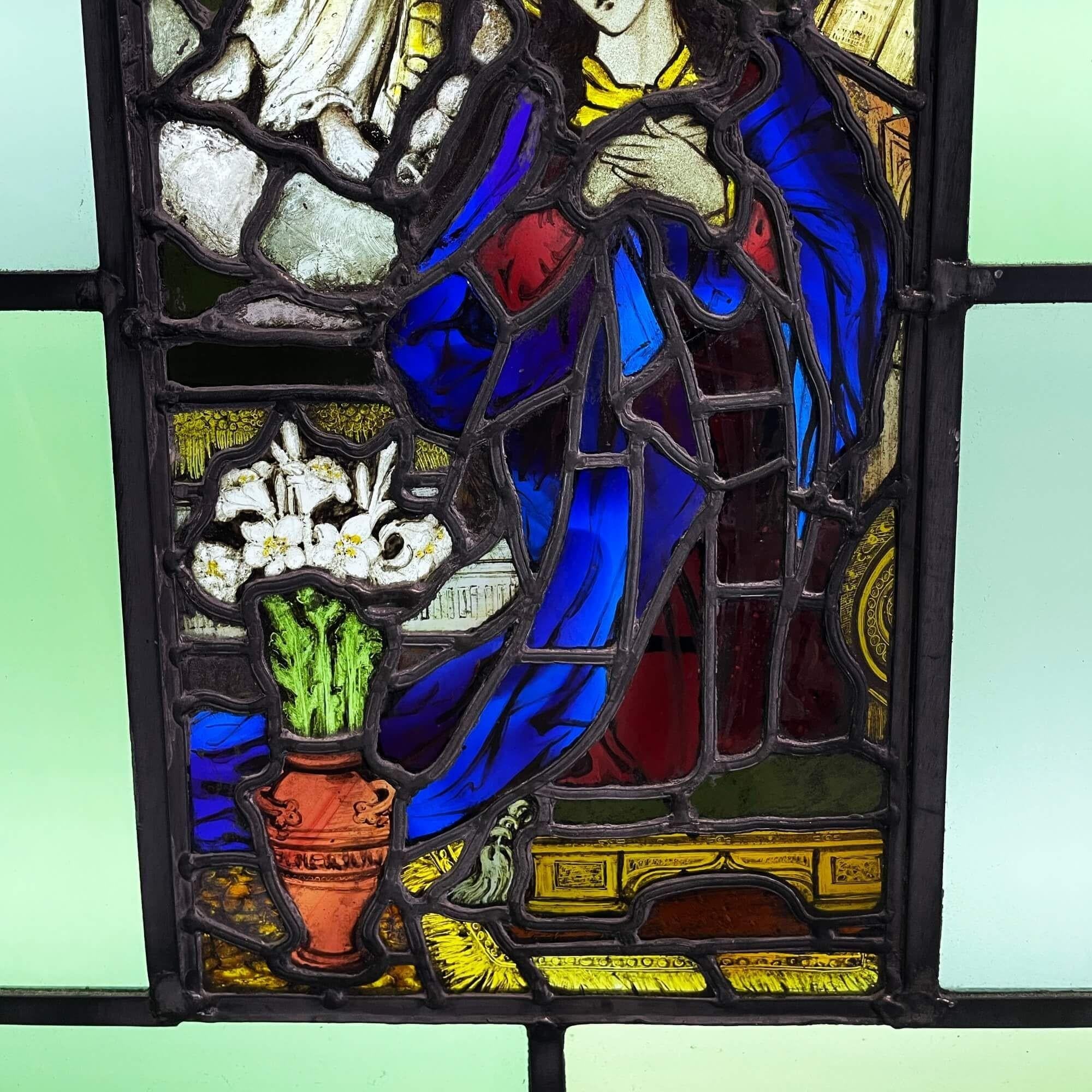 Victorian 19th Century Religious Stained Glass Window For Sale