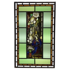 Antique 19th Century Religious Stained Glass Window