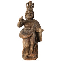 19th Century Religious Wood Figure Found in Western Mexico, circa 1900