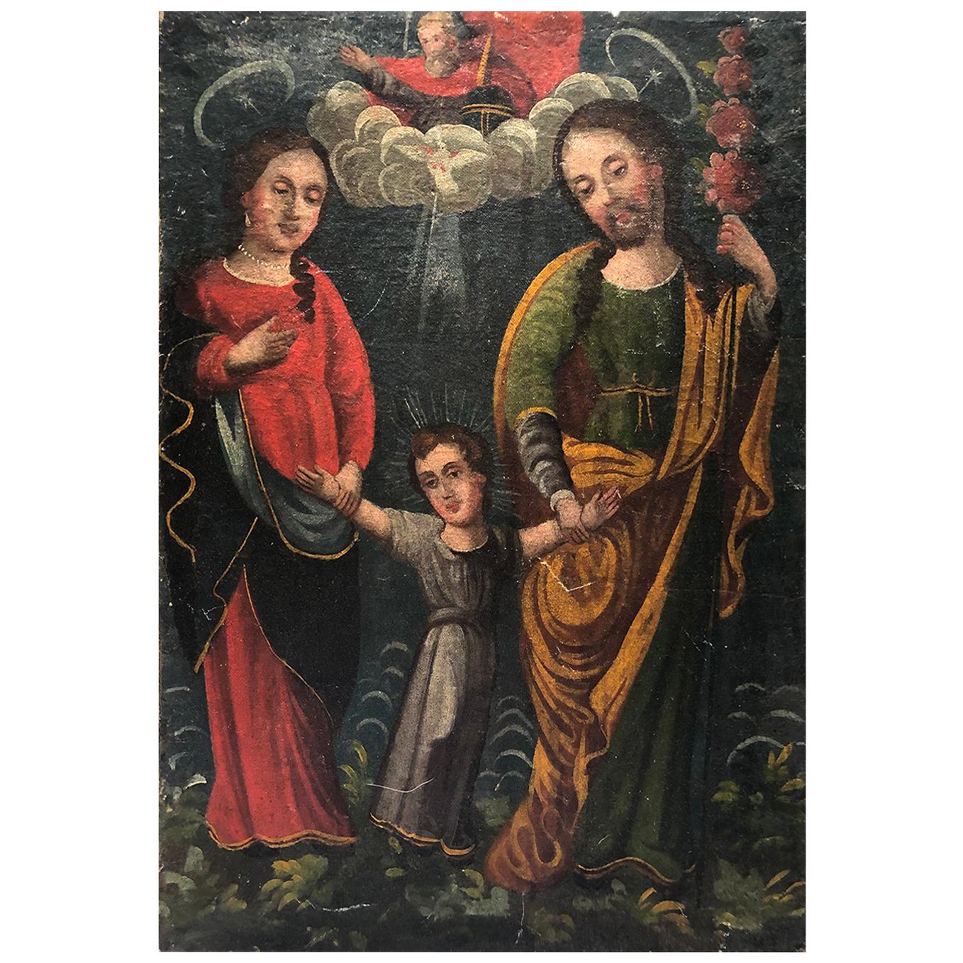 19th Century Religius Oil on Canvas For Sale