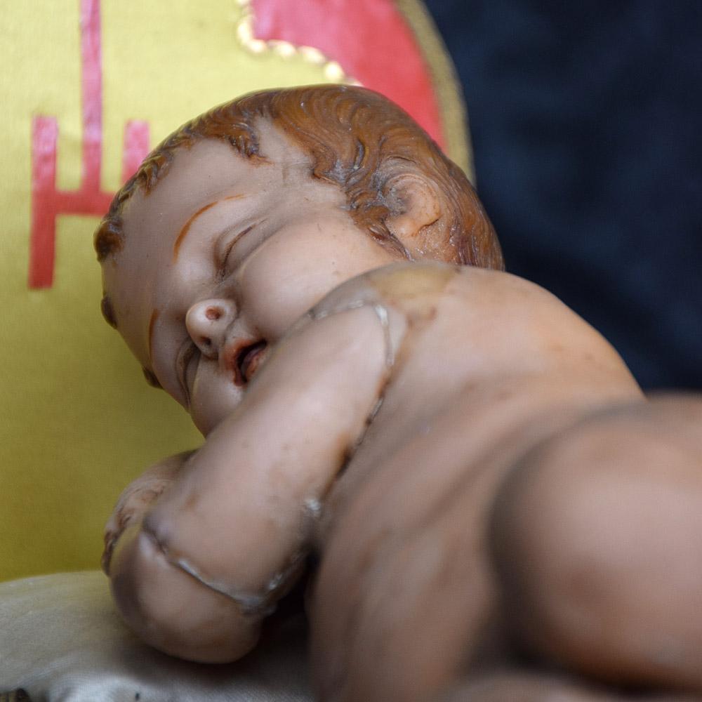 19th Century Reliquary Wax Figure of Baby Jesus  5