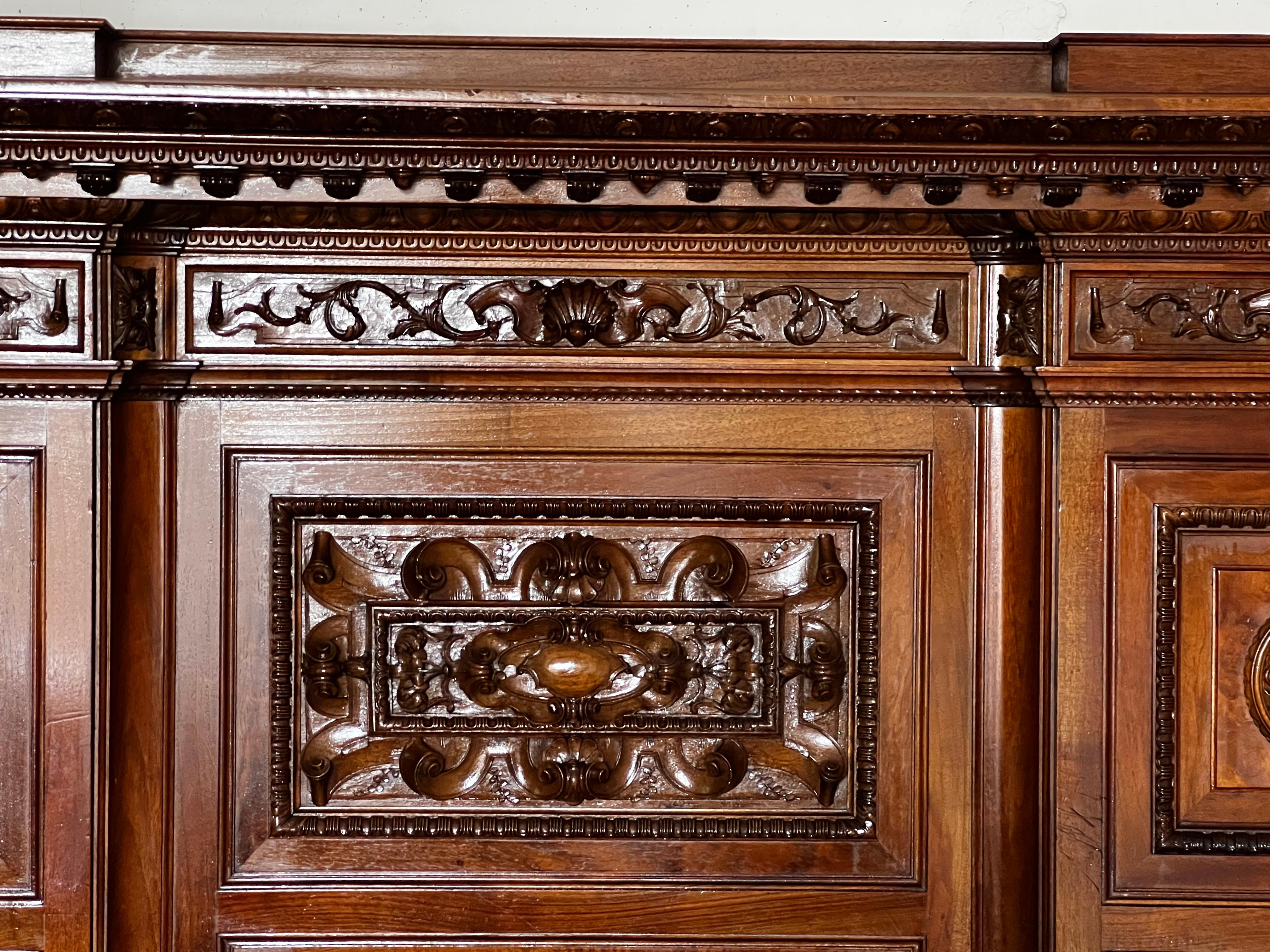 19th Century Renaissance Carved Walnut Bed Attr Luigi Frulini 5