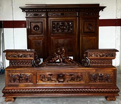 19th Century Renaissance Carved Walnut Bed Attr Luigi Frulini