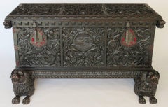 19th Century Renaissance Cassone on Recumbent Lions