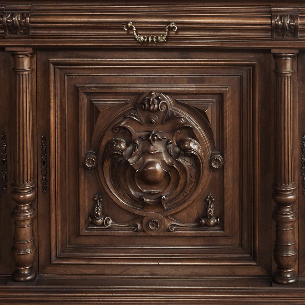 Bronze 19th Century Renaissance Henri II French Walnut Buffet