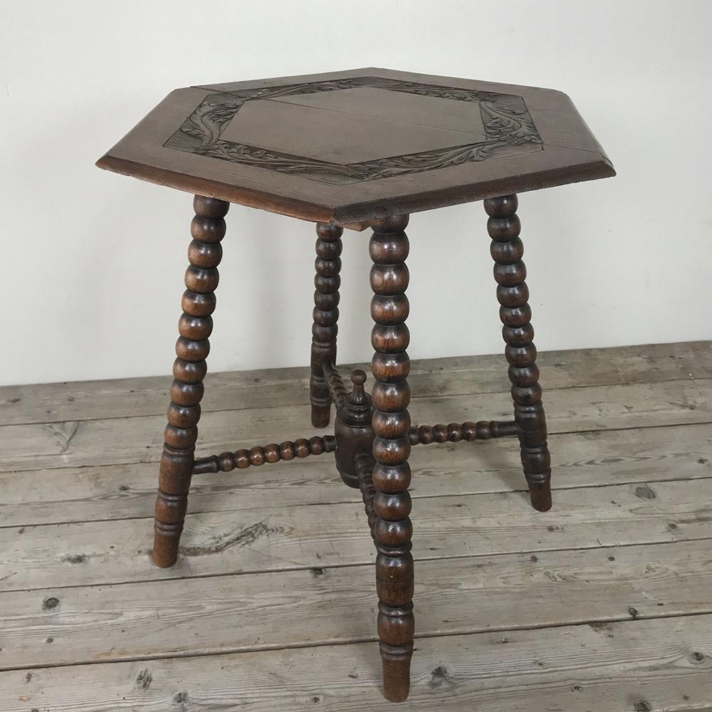 Belgian 19th Century Renaissance Hexagonal End Table