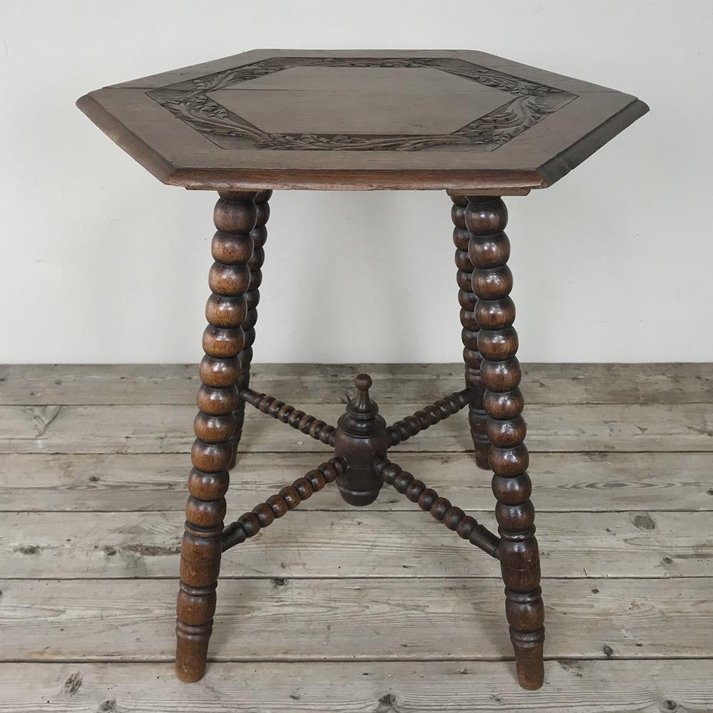19th Century Renaissance Hexagonal End Table In Good Condition In Dallas, TX