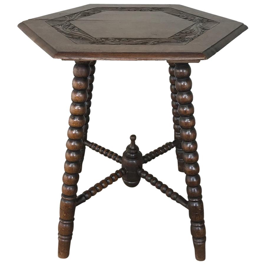 19th Century Renaissance Hexagonal End Table