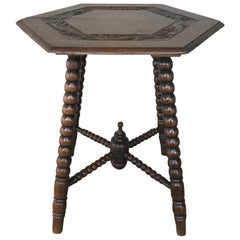 Antique 19th Century Renaissance Hexagonal End Table