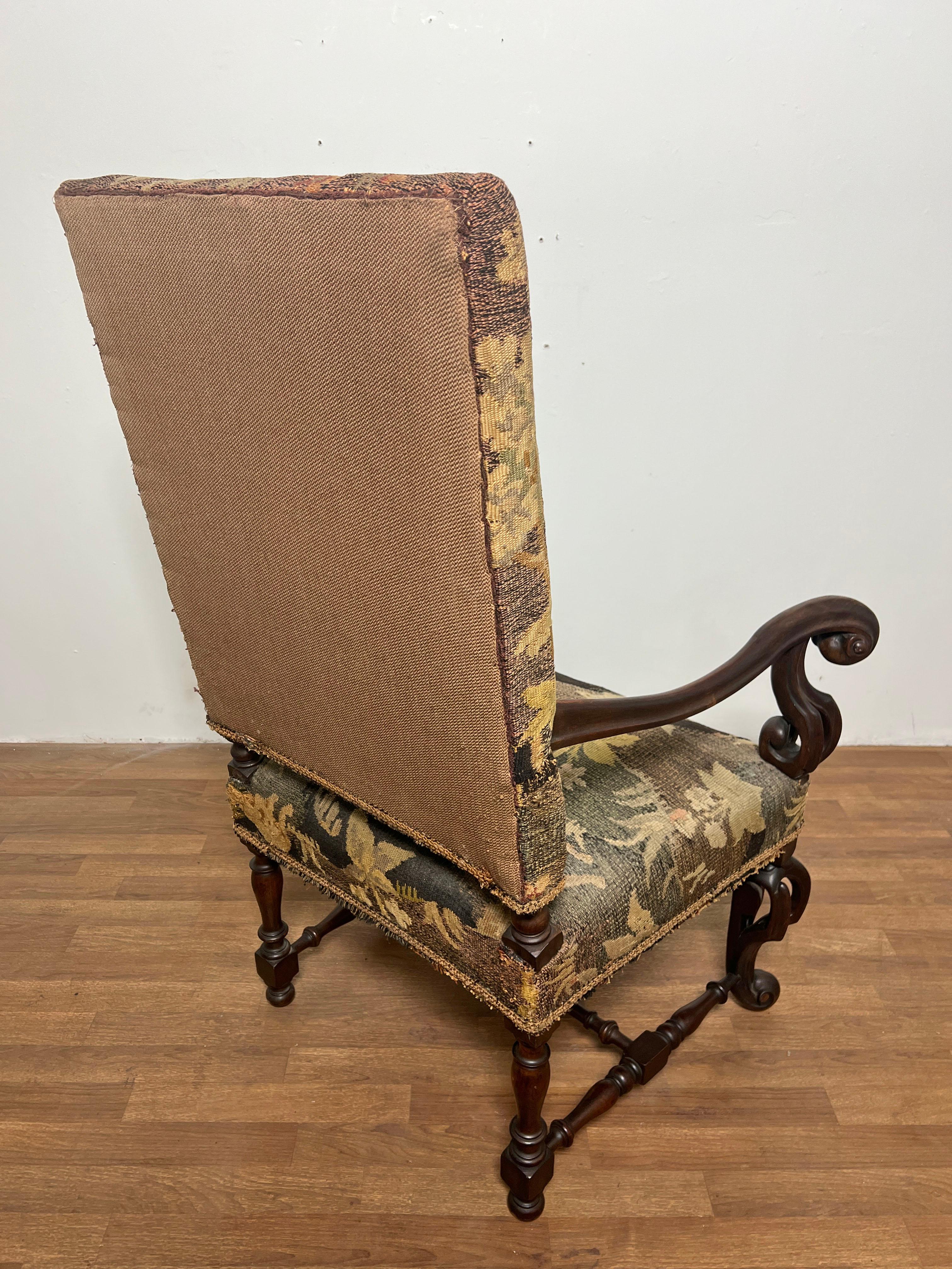 19th Century Renaissance Revival Arm Chair Upholstered in Belgian Tapestry  For Sale 8