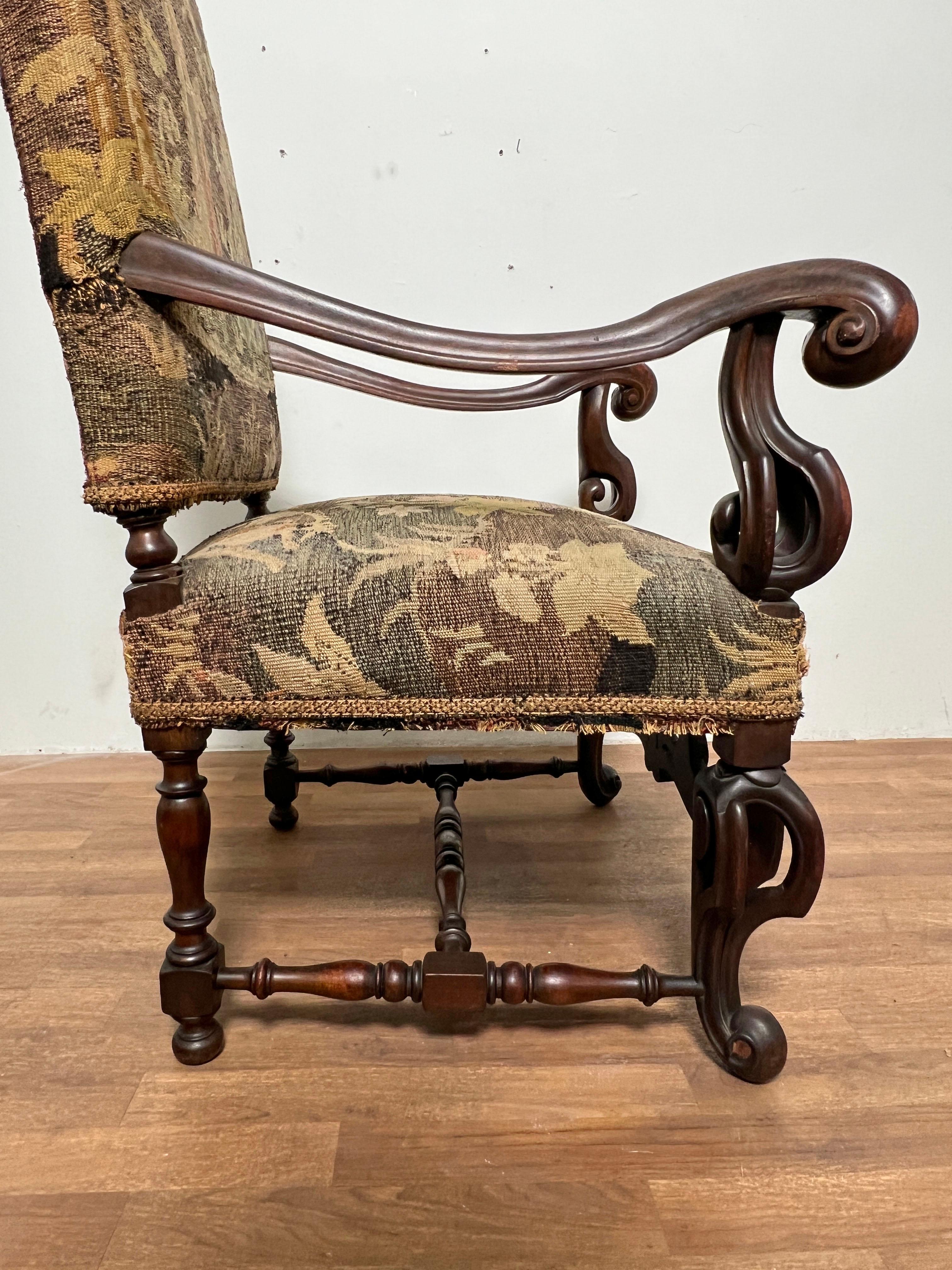 19th Century Renaissance Revival Arm Chair Upholstered in Belgian Tapestry  For Sale 2