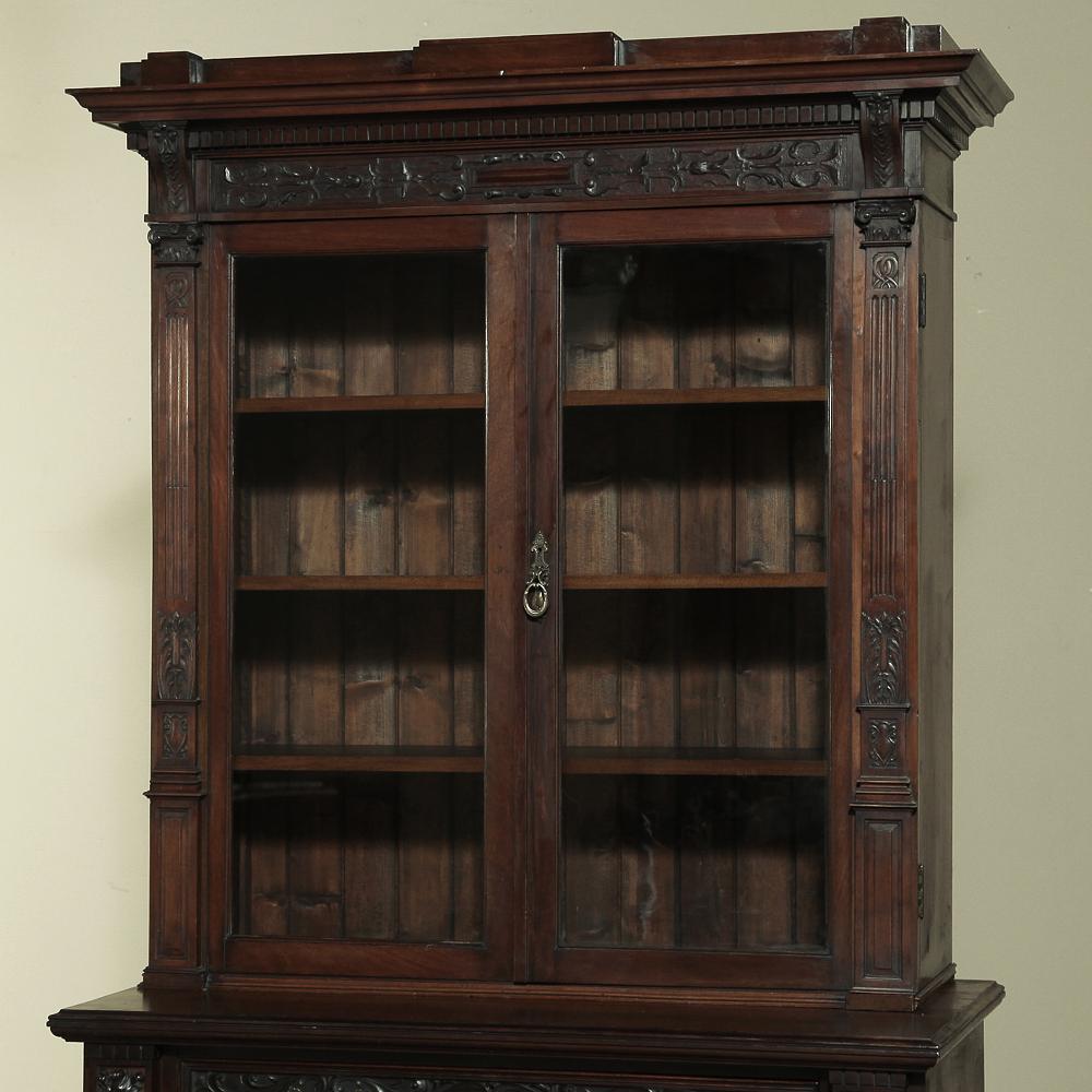 19th Century Renaissance Revival Bookcase with Angels, Putti In Good Condition For Sale In Dallas, TX