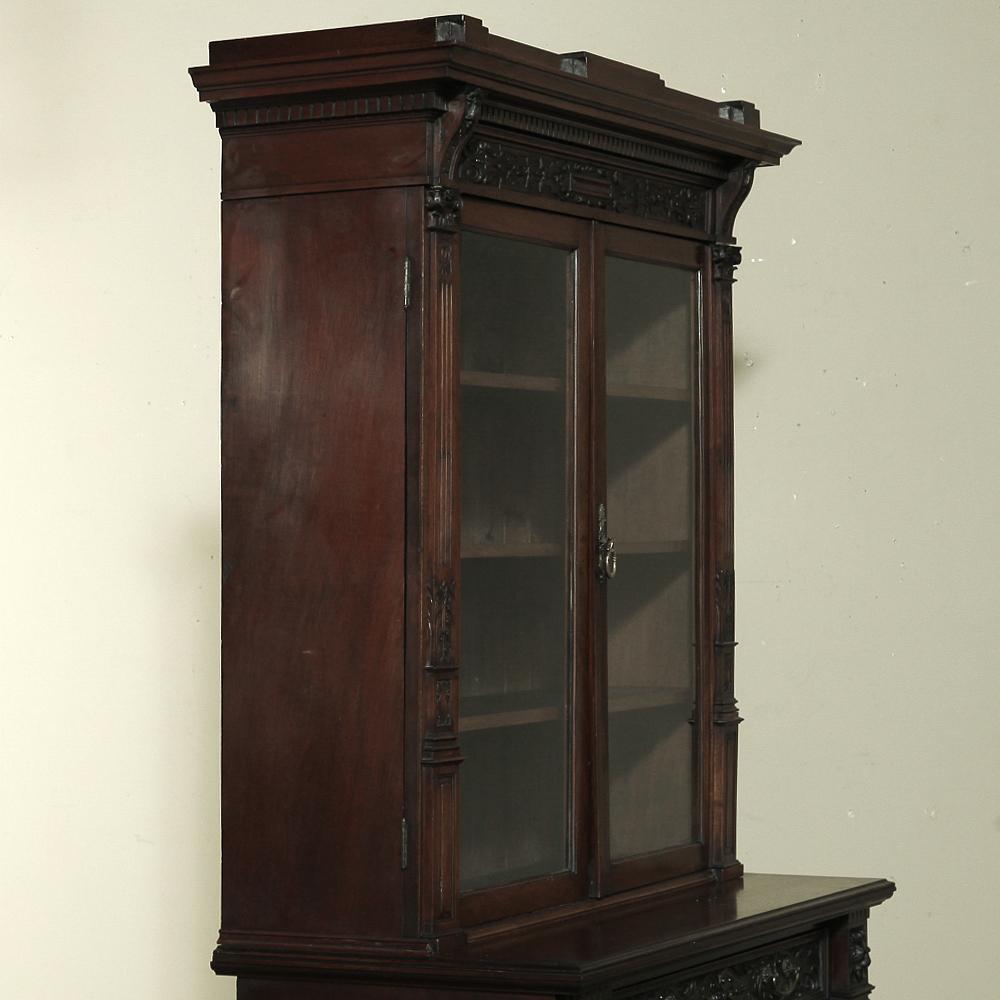 19th Century Renaissance Revival Bookcase with Angels, Putti For Sale 3