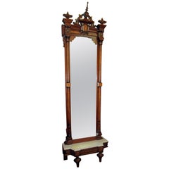 19th Century Renaissance Revival Burled Walnut Pier Mirror