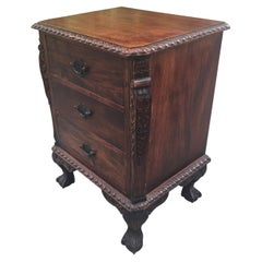 19th Century Renaissance Revival Carved Mahogany Three Drawer Nightstand