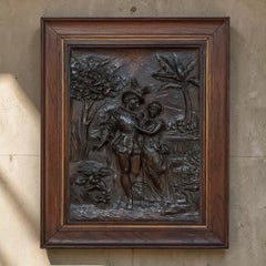 19th Century Renaissance Revival Carved Walnut Framed Panel