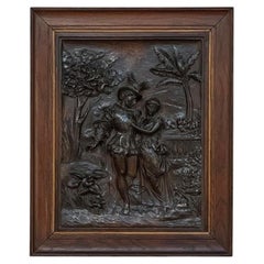 19th Century Renaissance Revival Carved Walnut Framed Panel