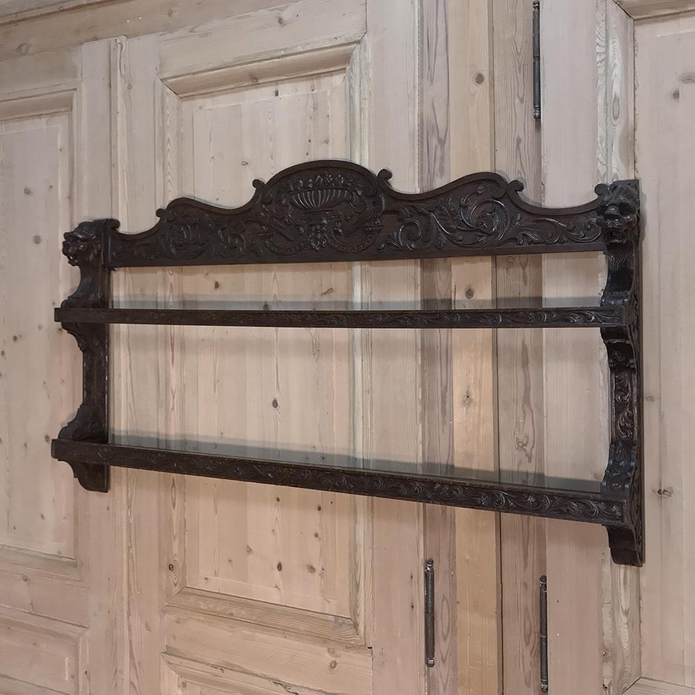 Hand-Carved 19th Century Renaissance Revival Carved Wood Wall Shelf For Sale