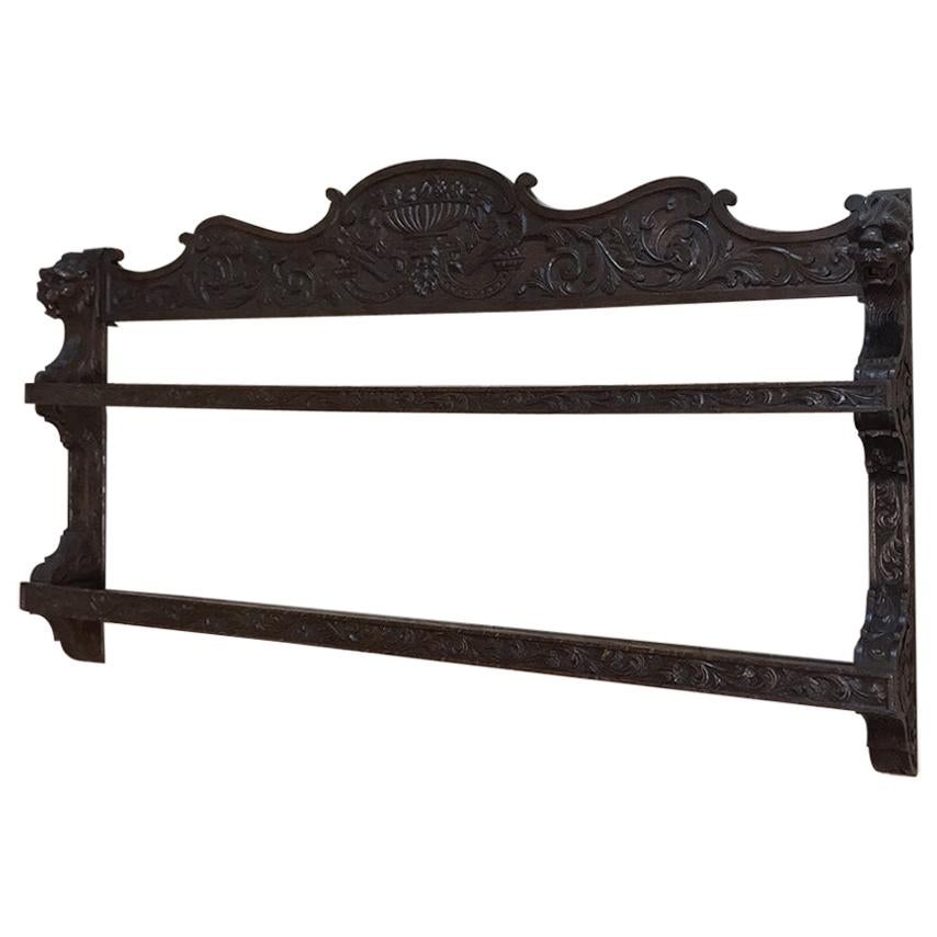 19th Century Renaissance Revival Carved Wood Wall Shelf
