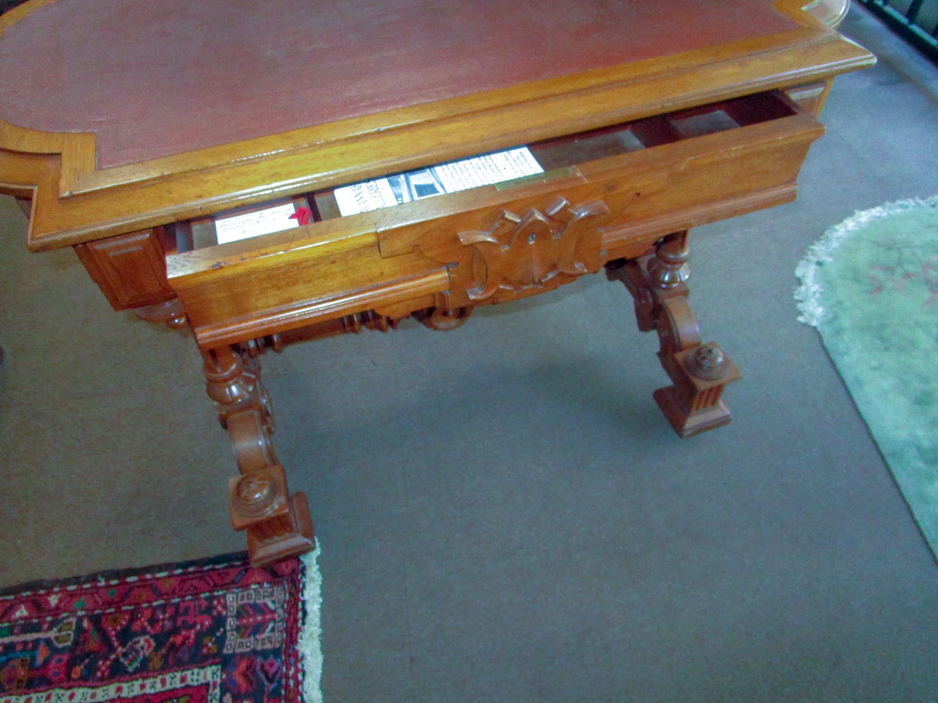 19th Century Renaissance Revival Desk Library Table For Sale 7