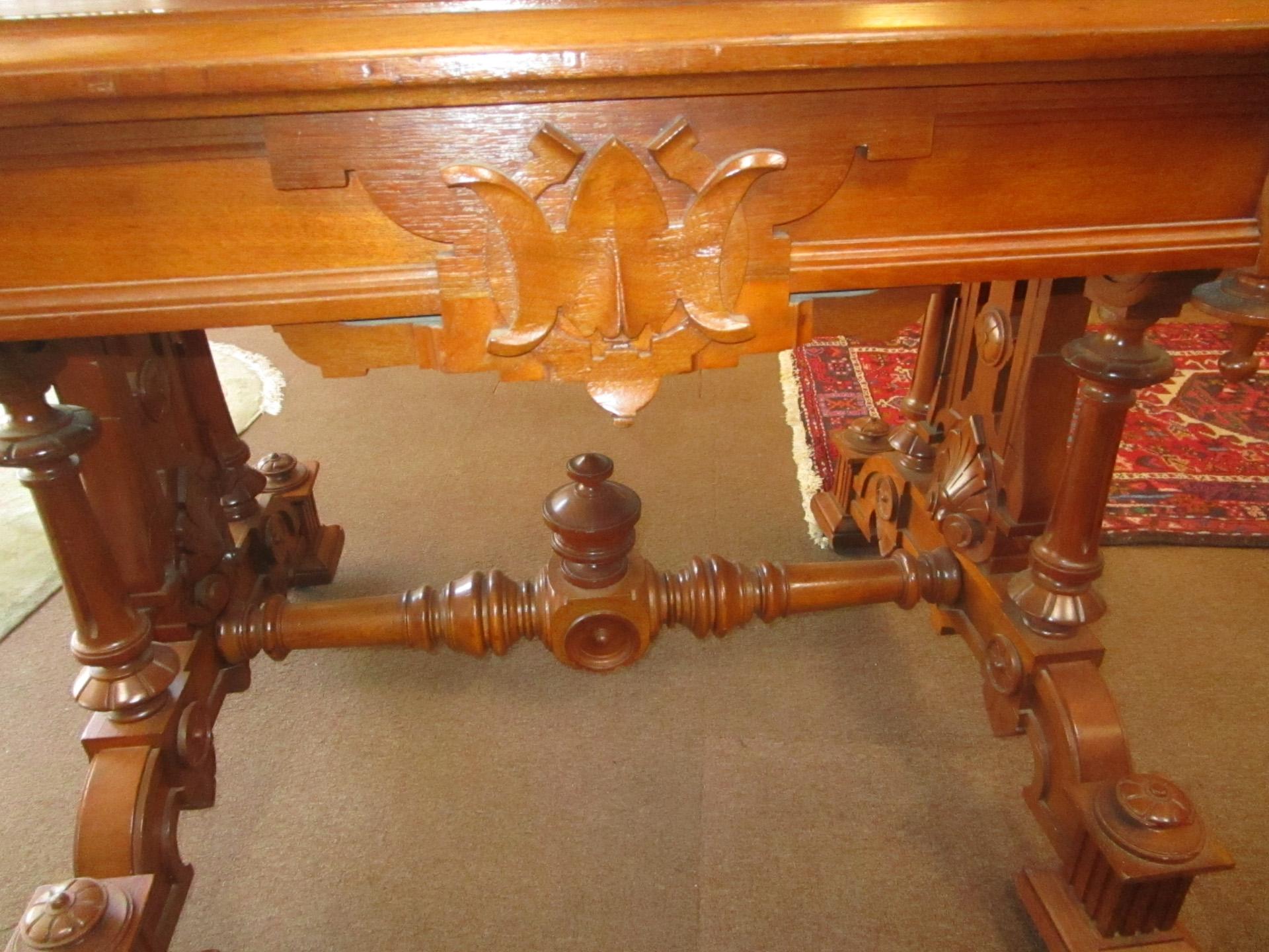 19th Century Renaissance Revival Desk Library Table For Sale 8
