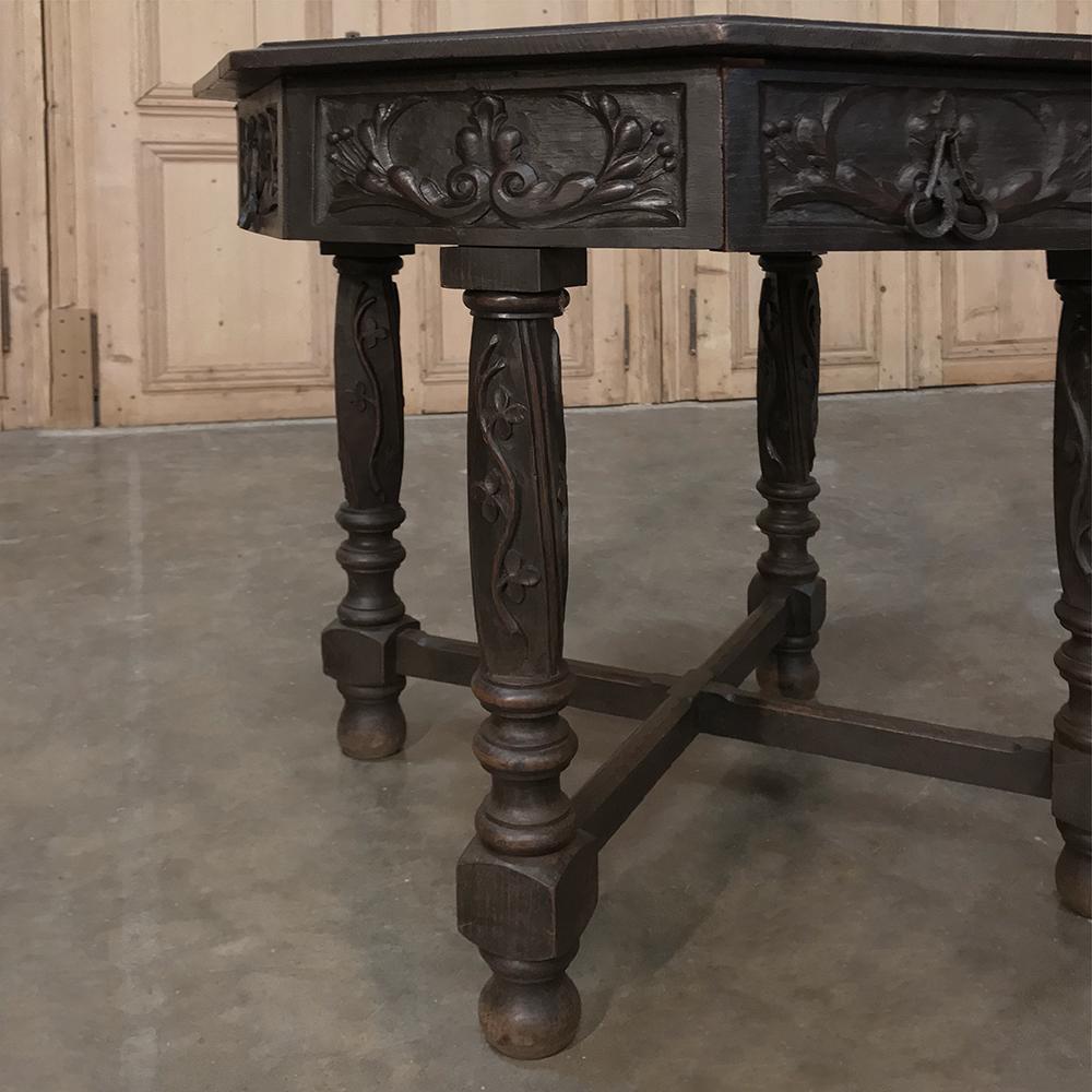 19th Century Renaissance Revival French Hand Carved Octagonal End/Game Table 4