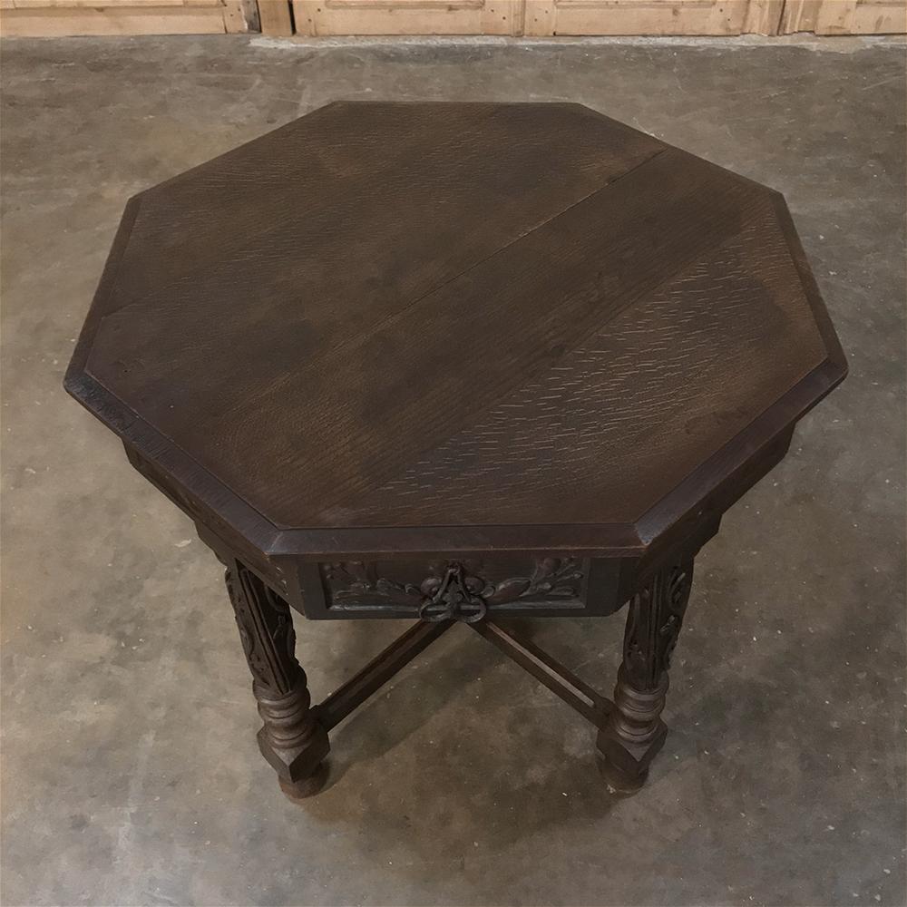 Late 19th Century 19th Century Renaissance Revival French Hand Carved Octagonal End/Game Table