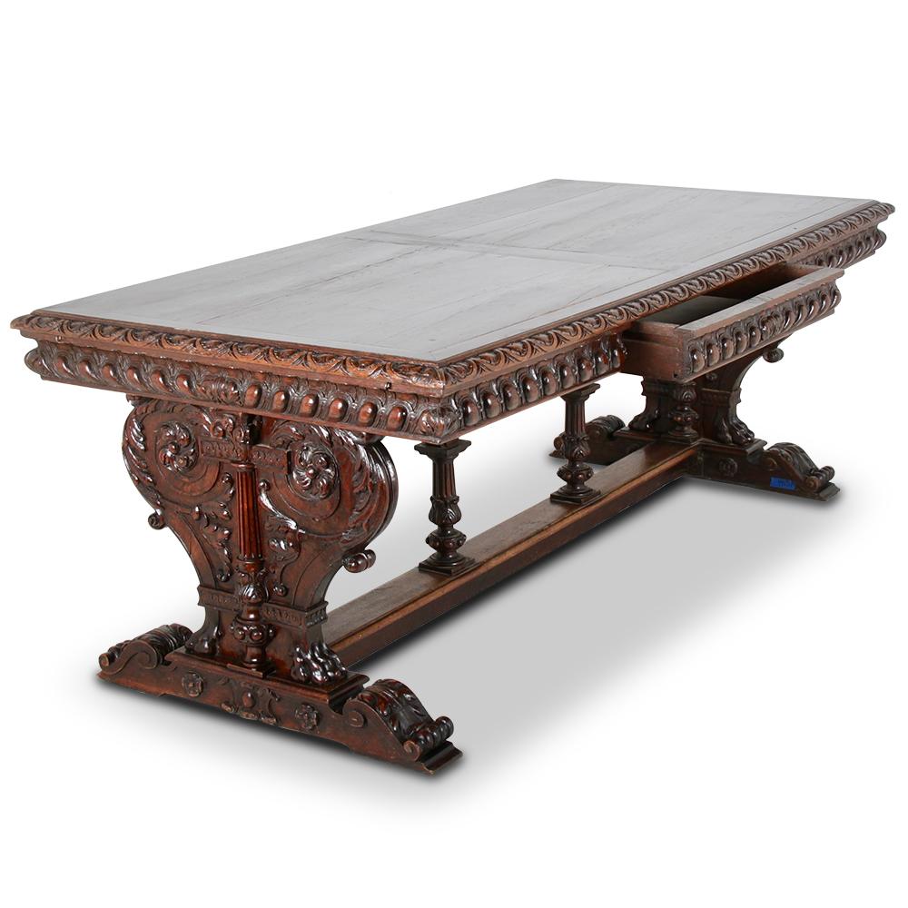 19th Century Renaissance Revival Library Table In Good Condition In Vancouver, British Columbia