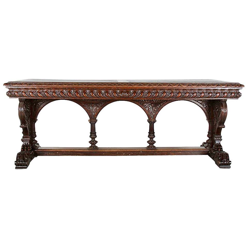 19th Century Renaissance Revival Library Table at 1stDibs
