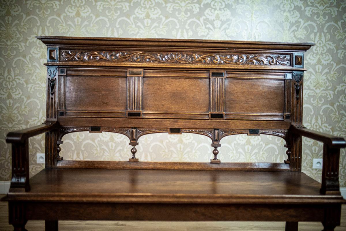 19th Century Renaissance Revival Oak Bench 4