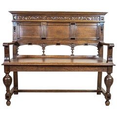 19th Century Renaissance Revival Oak Bench