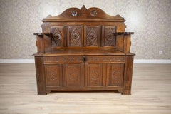 Late-19th Century Renaissance Revival Oak Bench With Storage Compartment