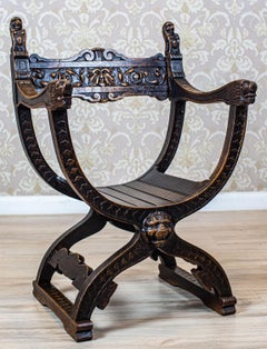 19th-Century Renaissance Revival Oak Dante Chair in Dark Brown