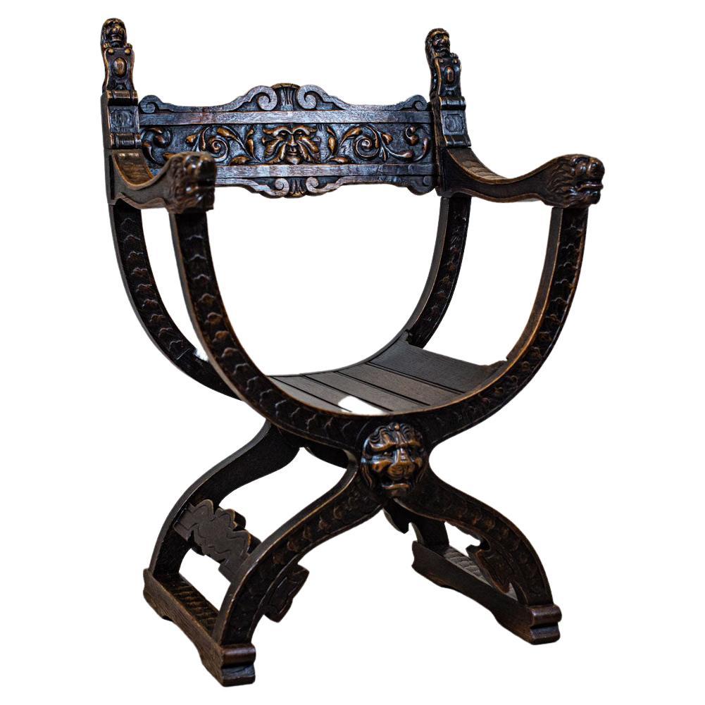 Six Vintage Spanish Jacobean Hall Prayer Chairs Red Renaissance Revival