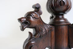 19th Century Renaissance Revival Side Table / Coffee Table Antique Oak Lions