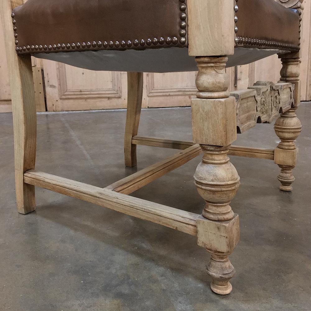 19th Century Renaissance Revival Stripped Oak Armchair In Good Condition For Sale In Dallas, TX