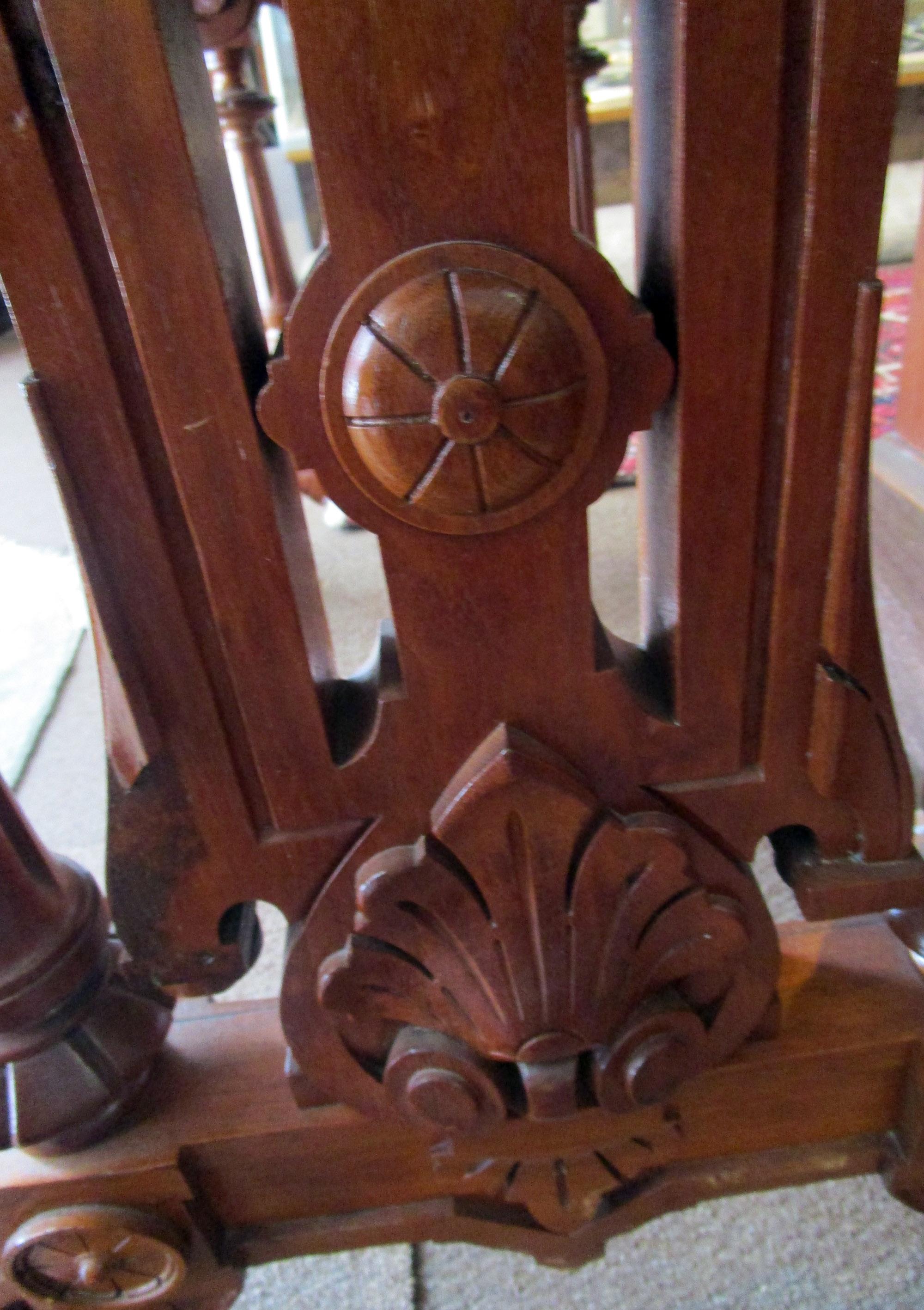 Leather 19th Century Renaissance Revival Desk Library Table For Sale