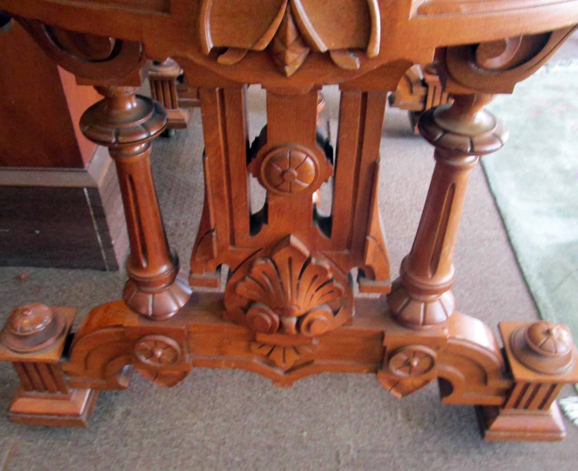 19th Century Renaissance Revival Desk Library Table For Sale 4