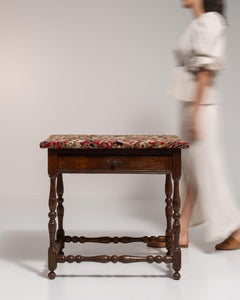 19th Century Renaissance Side Table with Fabric Accents, France