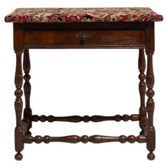 19th Century Renaissance Side Table with Fabric Accents, France