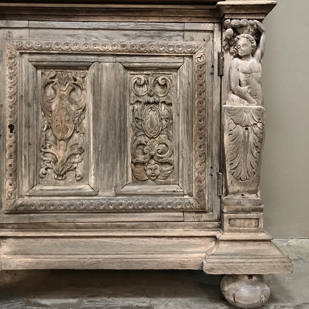 19th Century Renaissance Stripped Oak Cabinet In Good Condition In Dallas, TX
