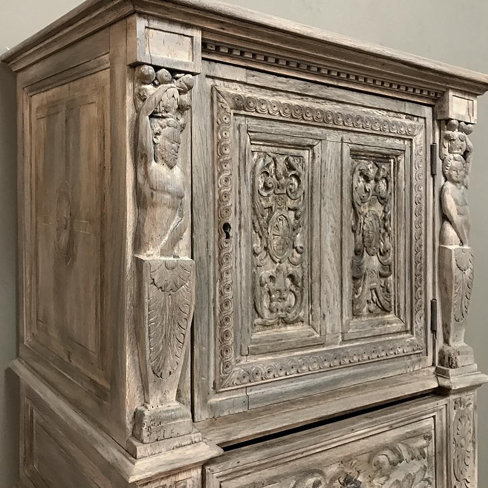 Mid-19th Century 19th Century Renaissance Stripped Oak Cabinet