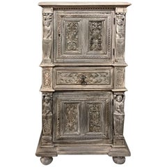 Antique 19th Century Renaissance Stripped Oak Cabinet