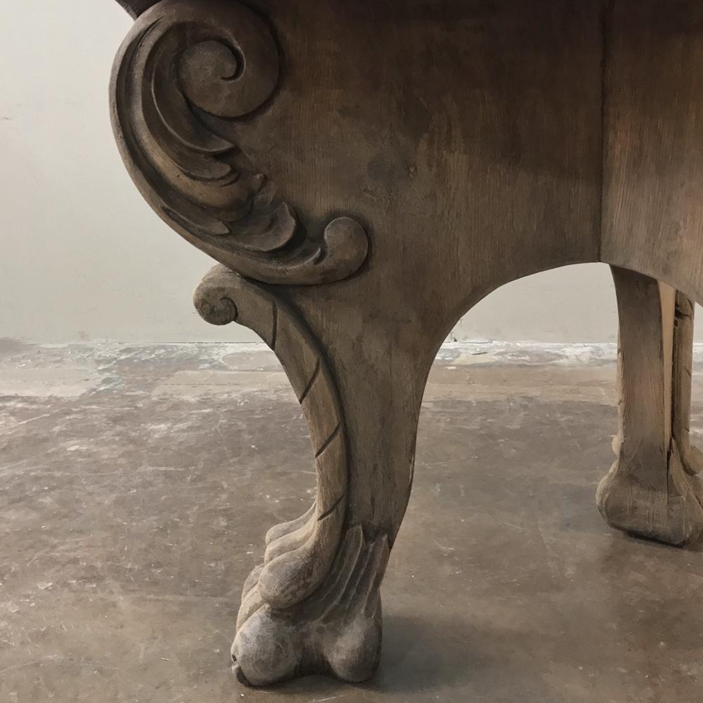 19th Century Renaissance Stripped Oak Center Table In Good Condition In Dallas, TX