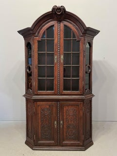 19th Century Belgian Buffet À Deux Corps or China Cabinet